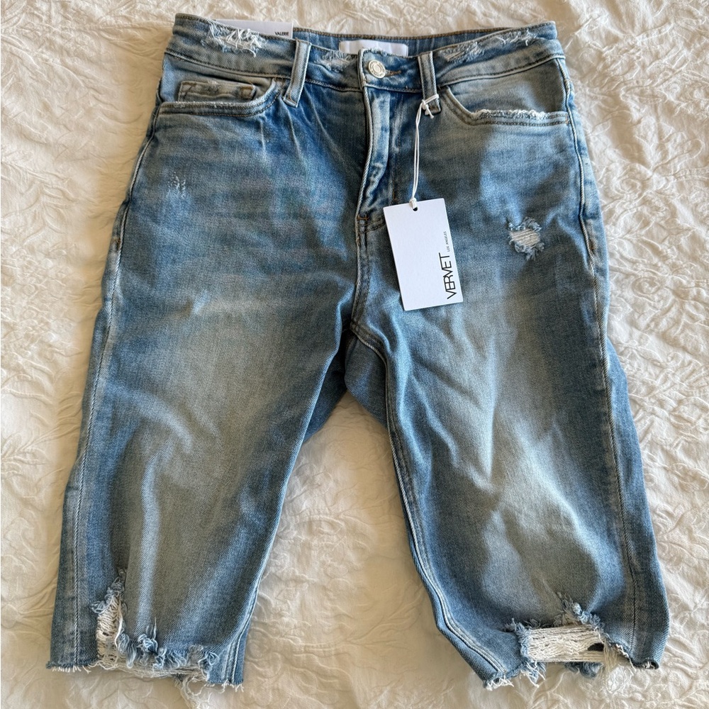 Women’s Vervet Distressed Blue Denim Bermuda Shorts size S - NWT